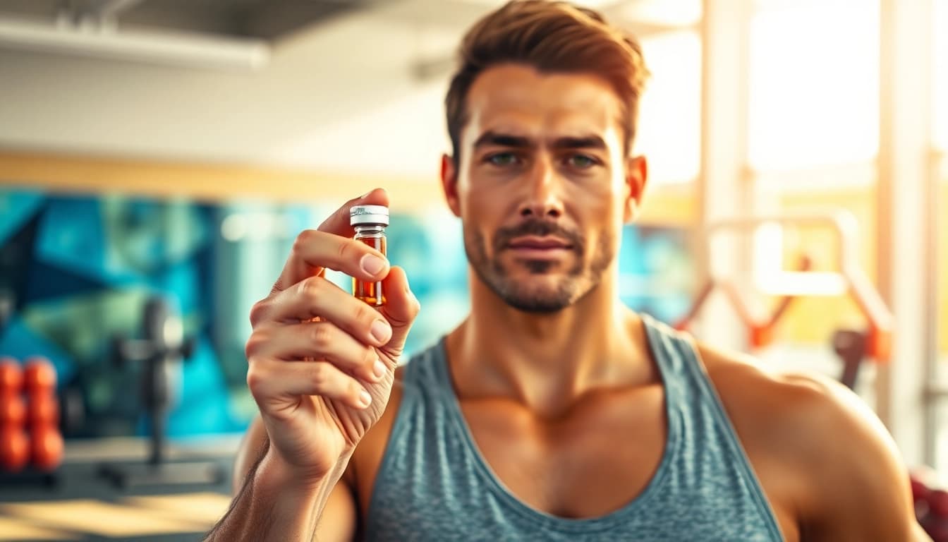 Präsentation von proviron kaufen mit einem Fitnessbegeisterten in einem modernen Fitnessstudio