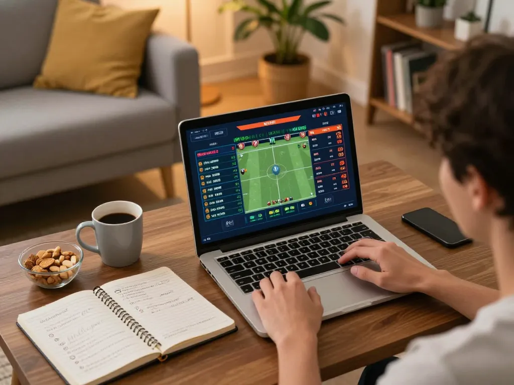 F168 online sports betting session featuring live odds on a cozy laptop setup in a well-decorated home