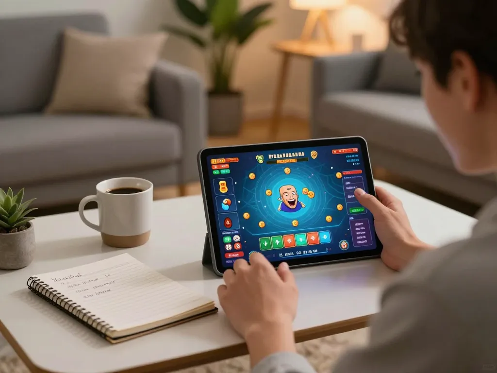 Engaging scene of a player immersed in tai xiu online, showcasing cozy home atmosphere and strategic gameplay.
