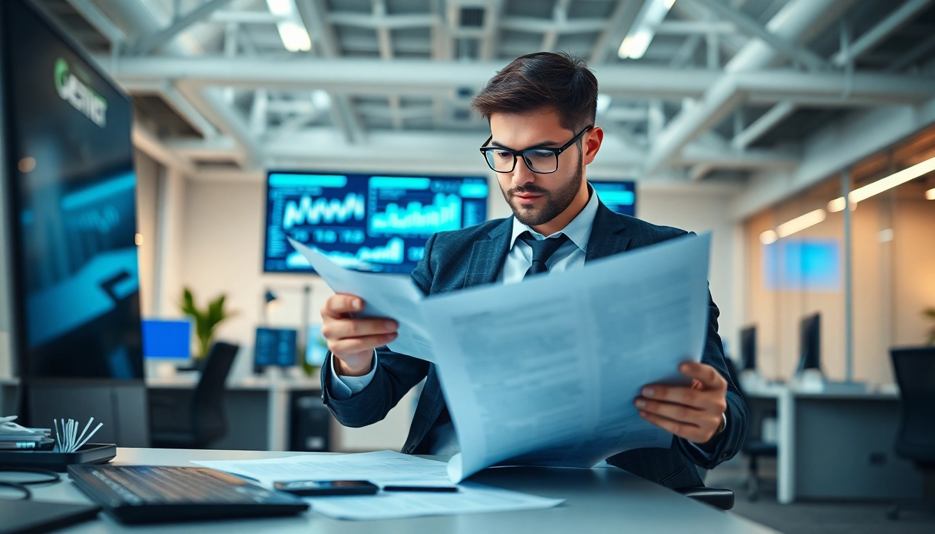 Headhunter IT analysiert Lebensläufe in modernem Büroambiente mit digitalen Technologien.