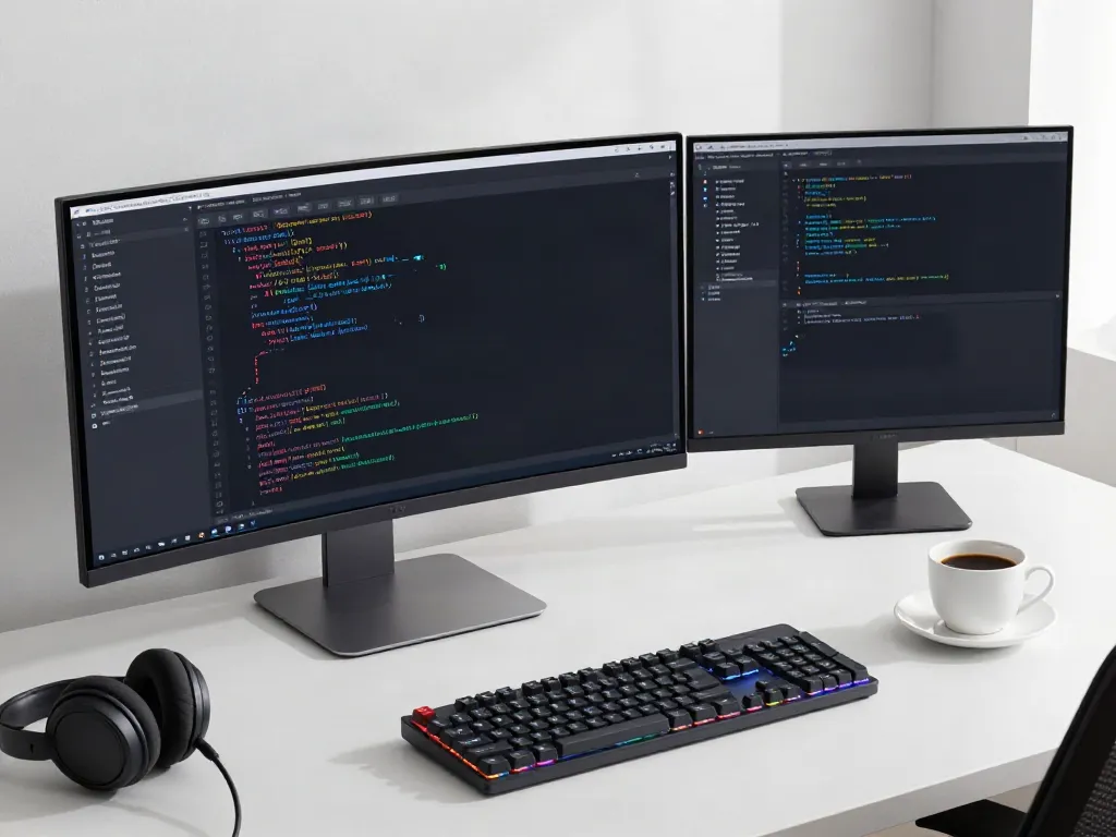 Software composition analysis in a modern developer workspace, showcasing advanced software development tools and technology.