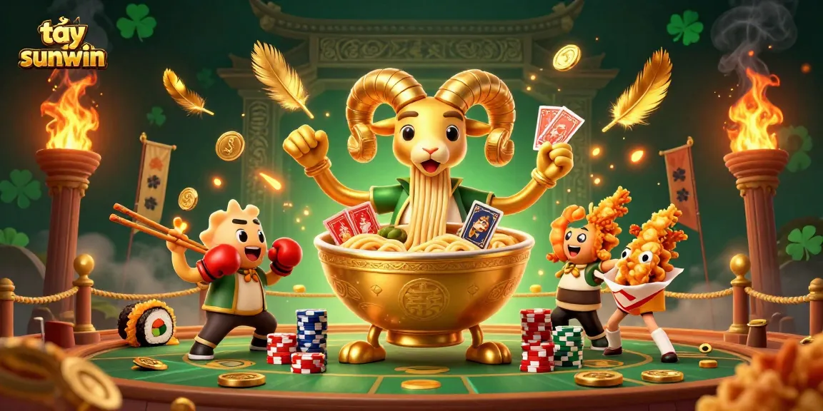 Engaging gambling scene at tại sunwin showcasing gaming excitement with dynamic characters and elements.