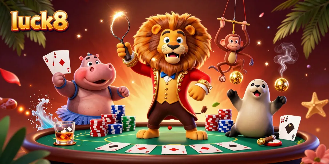 Engage in thrilling games at luck8, featuring colorful characters and a vibrant casino environment.