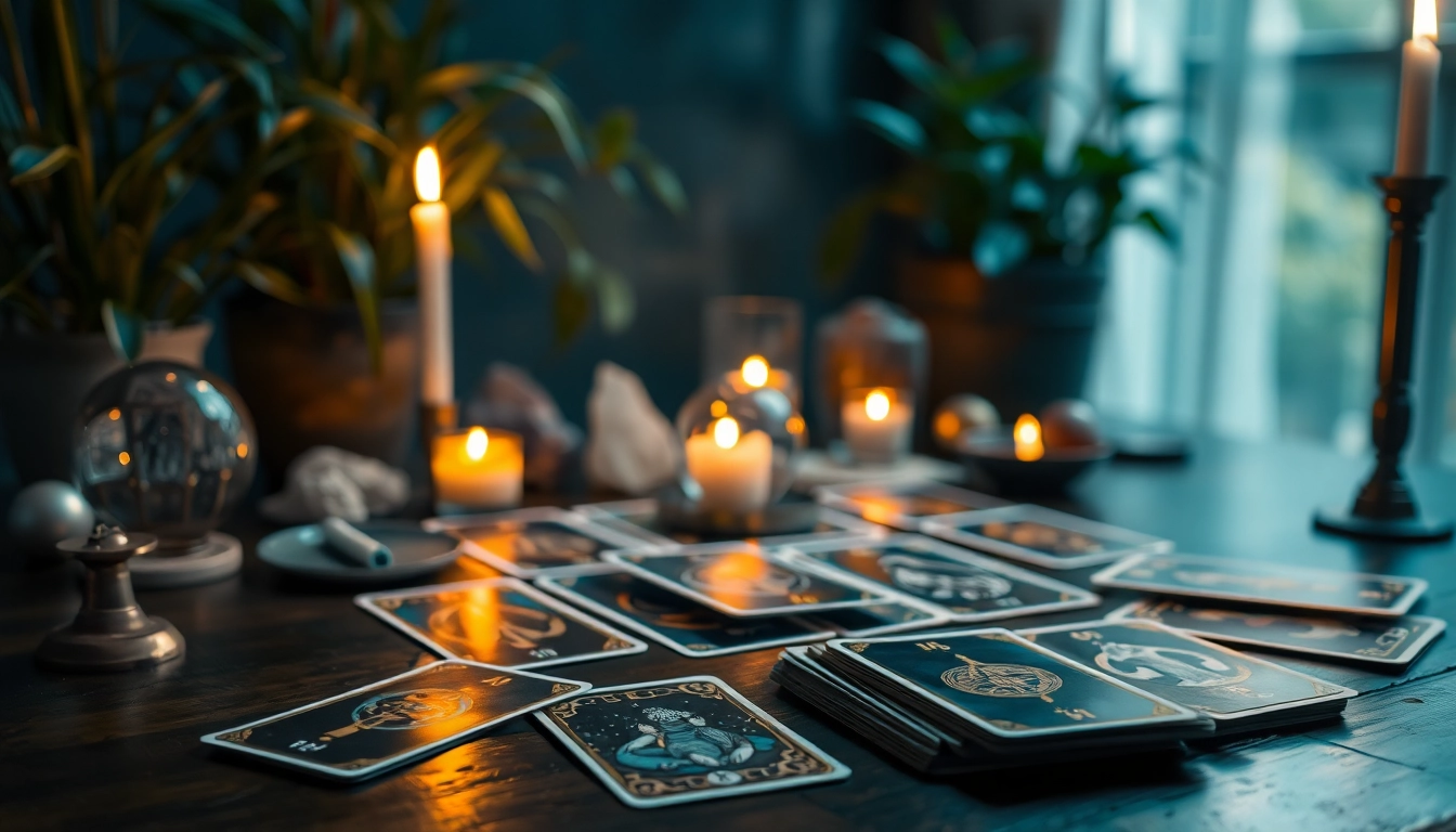 Verstehen der tarotkarten bedeutung durch das Lesen von Tarotkarten auf einem eleganten Tisch.