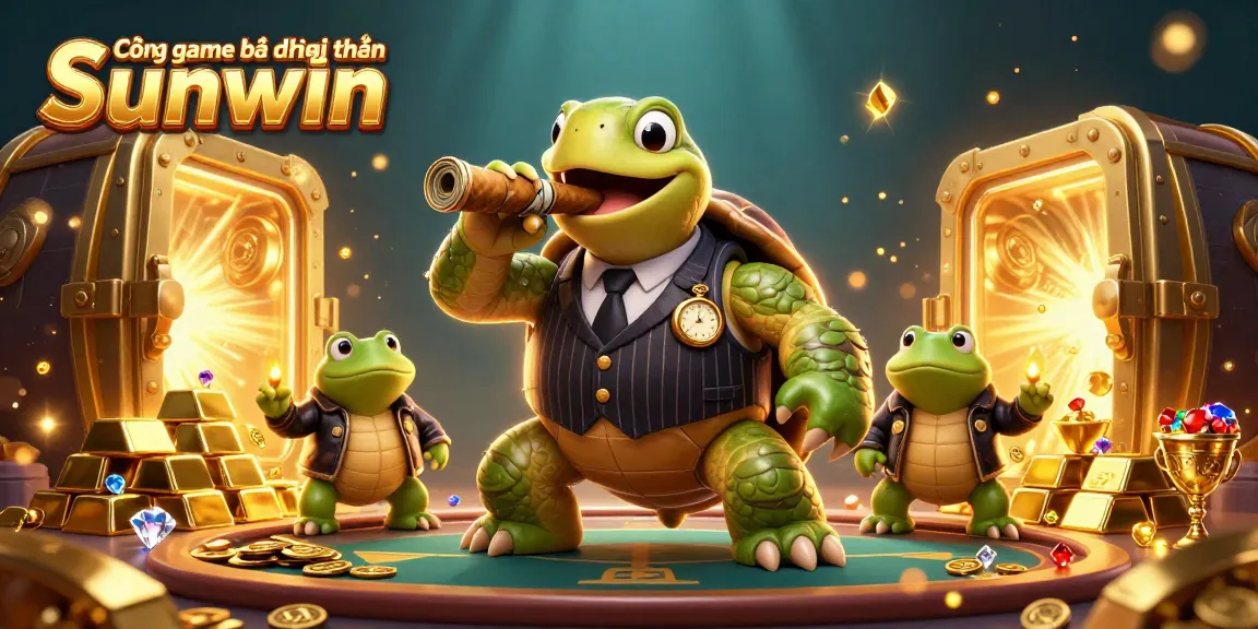 Cổng game bài đổi thưởng Sunwin offers an exciting casino experience with vibrant 3D characters and treasure visuals.