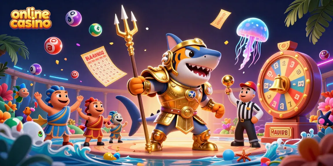 Play lively games at the vibrant online casino with a shark character and dynamic elements.