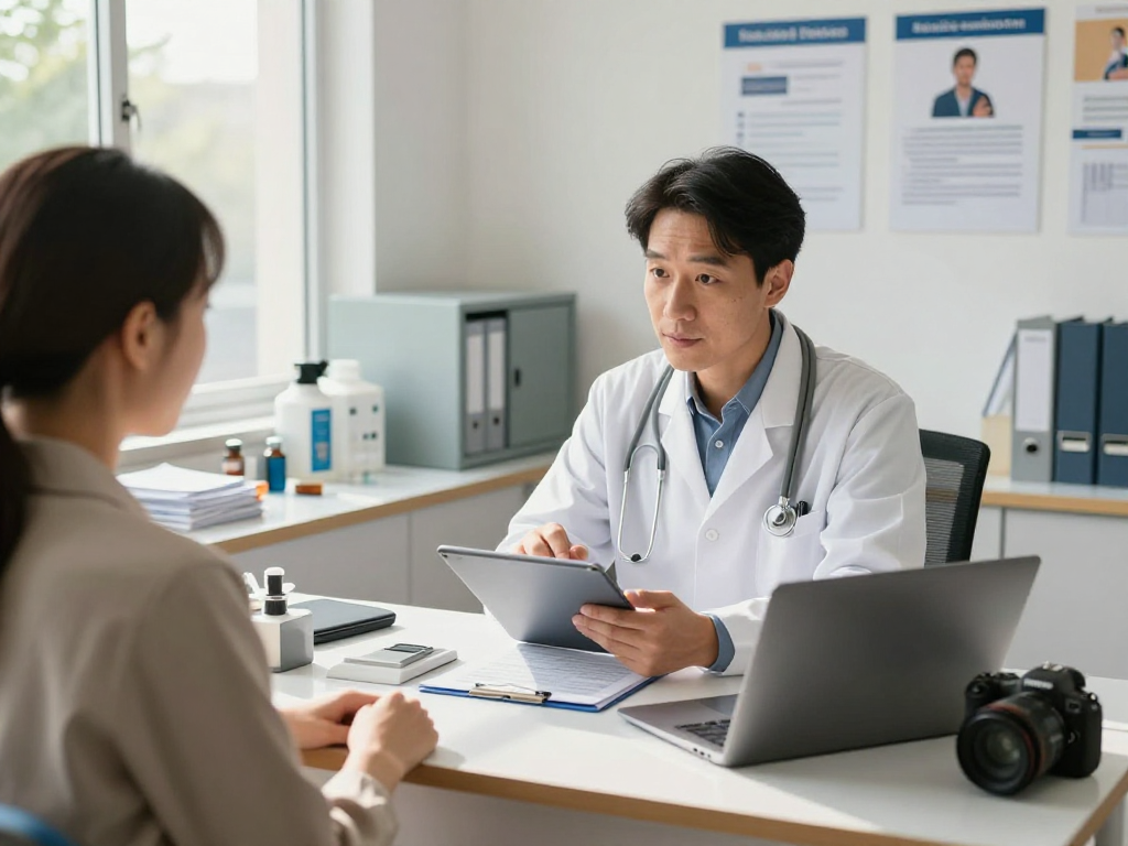 Datenschutz und Barrierefreiheit im Gesundheitswesen Arzt mit professionellem Arzt und Patient.